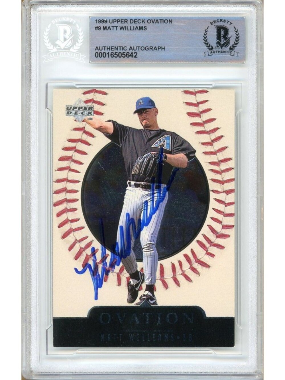 Matt Williams Signed 1999 Upper Deck Ovation #9 Diamondbacks BAS Slab Auto MLB